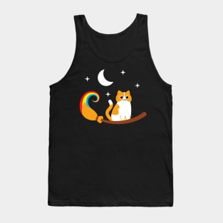 Chubby Cat and The Witch Broom Tank Top